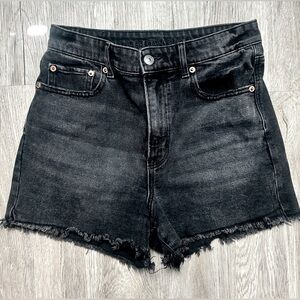 American Eagle Black Hi Rise Distressed Mom Shorts Size 4